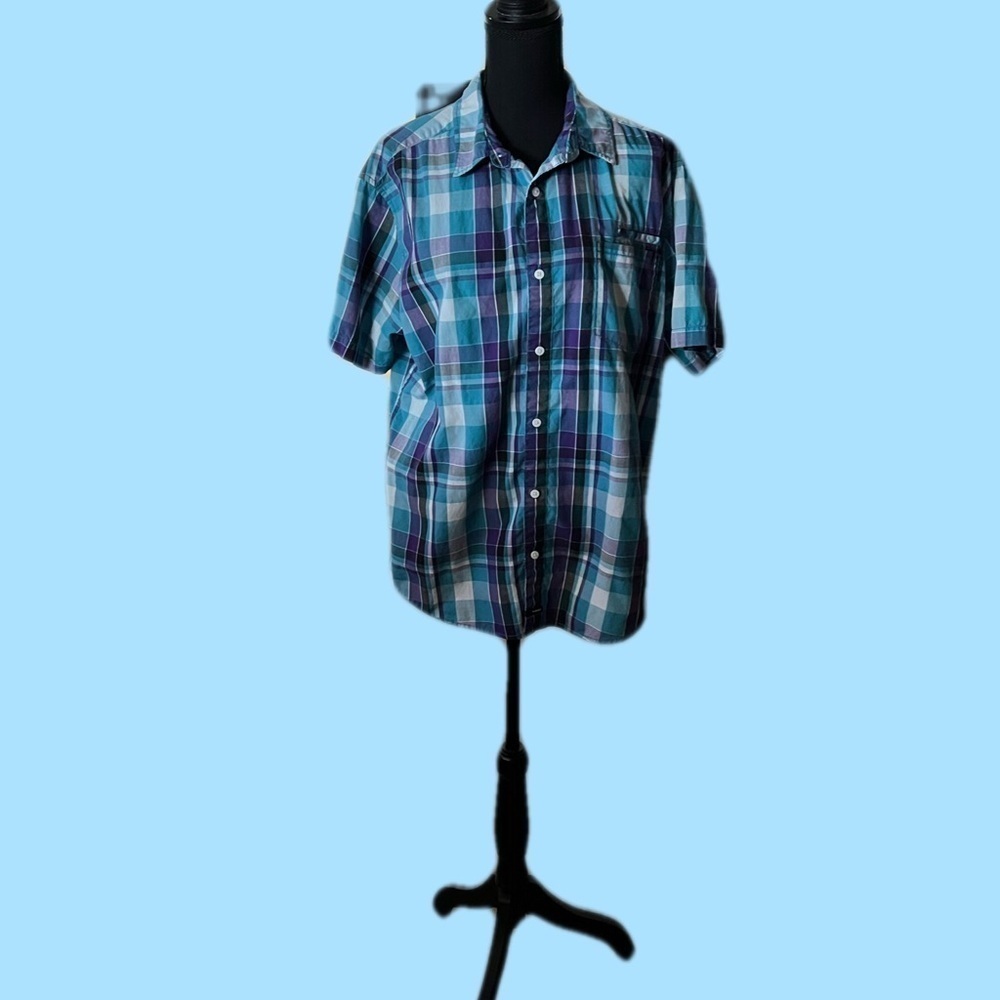Tony Hawk Blue Plaid Button Down Shirt Size XXL